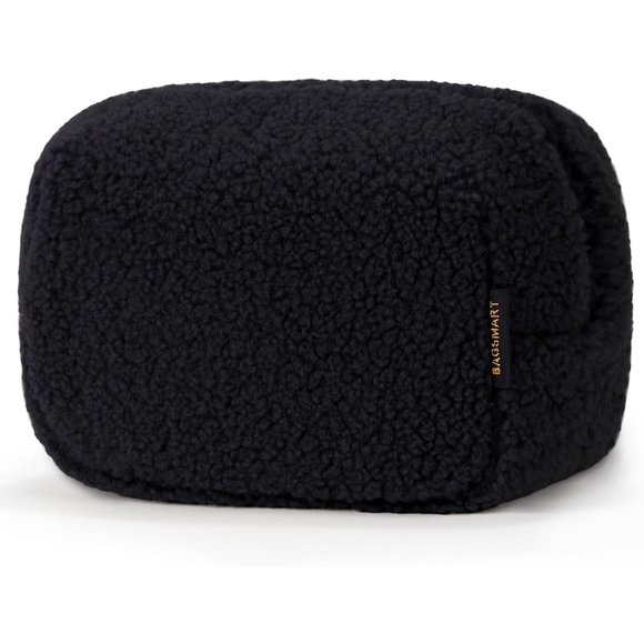 BAGSMART Women Winter Sherpa Warm Soft Puffy Cosmetic Pouch Compact Make Up Bag - Picture 1 of 7